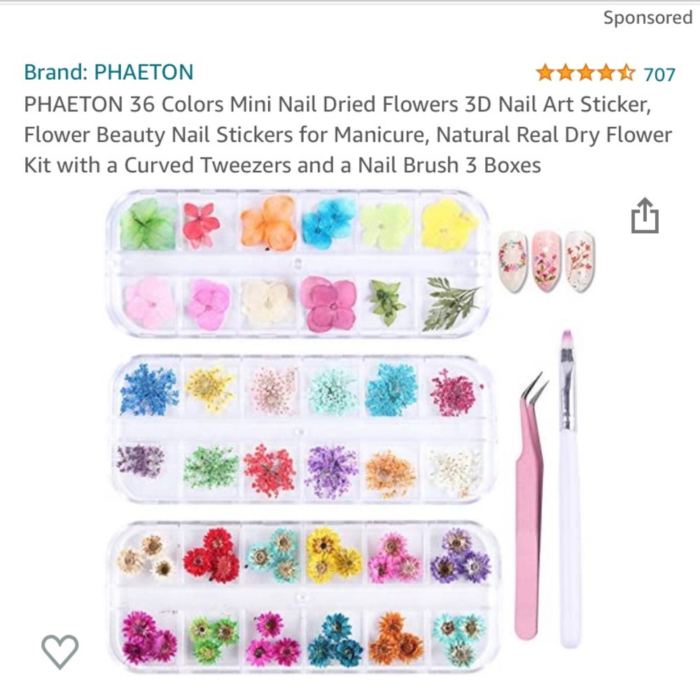 Dried flower nail designs